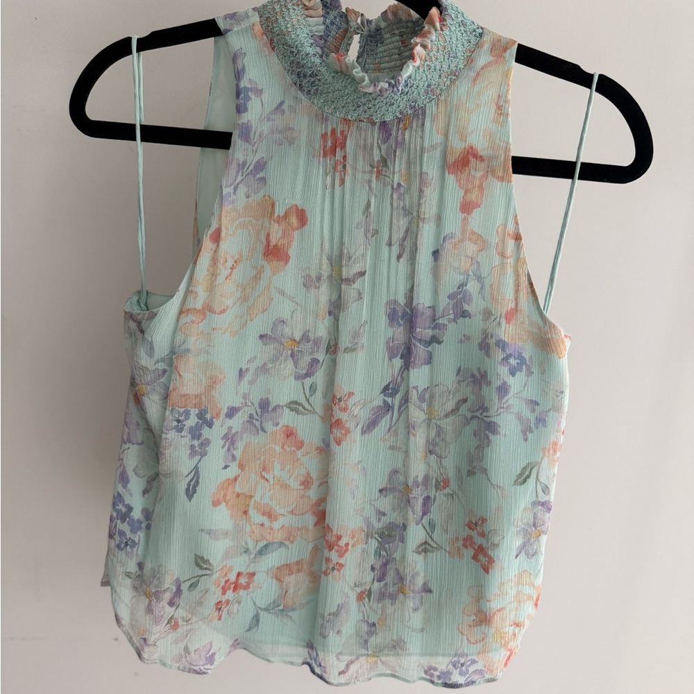 Alice + Olivia Pastel Floral Sleeveless Blouse
